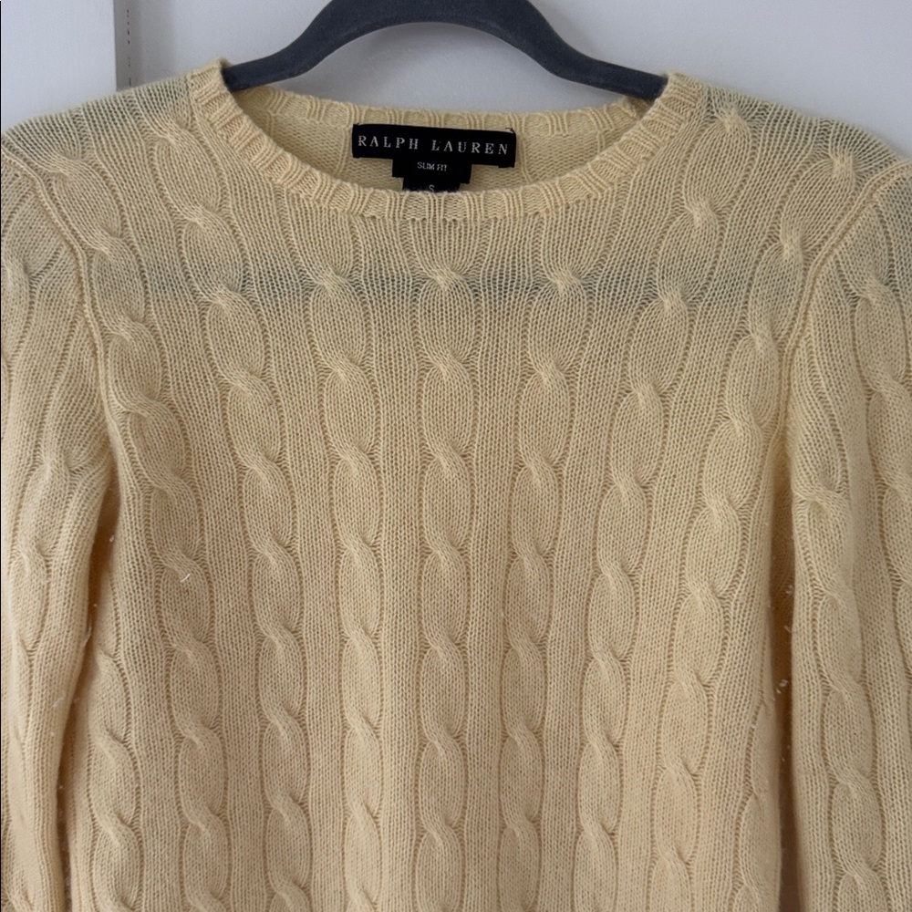 Ralph Lauren Cashmere Soft Yellow Sweater Slim Fit Sweater Size S - Picture 2 of 8